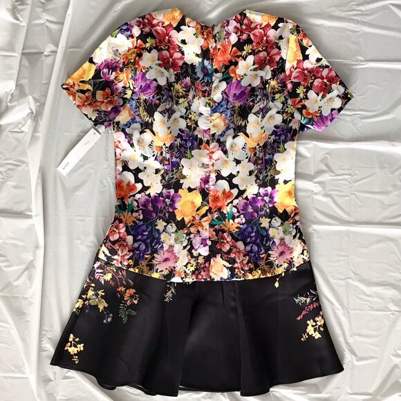 Aqua Floral Drop Waist Mini Dress - Picture 4 of 5